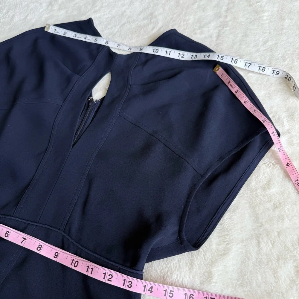 Victoria Beckham Crepe Dolman Sleeve Cut Out Navy Blue Midi Dress S (4) - Picture 8 of 13
